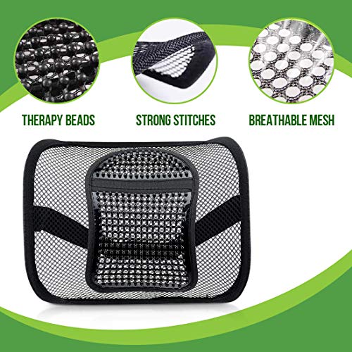 Mesh Back Lumbar Support, Mesh Back Support Seat Cushion Air Flow Chair Back  Support with Elastic Strap Back Rest for Home Office Chair Car Seat Back  Pain Relief 