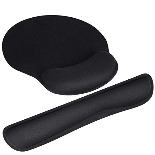 Ergonomic Mouse Pad with Wrist Support, Comfortable Keyboard Wrist Rest, Memory  Foam Wrist Pad for Keyboard, Mouse Pad Sets for Easy Typing & Pain Relief  for Computer, Office & Home, Black 